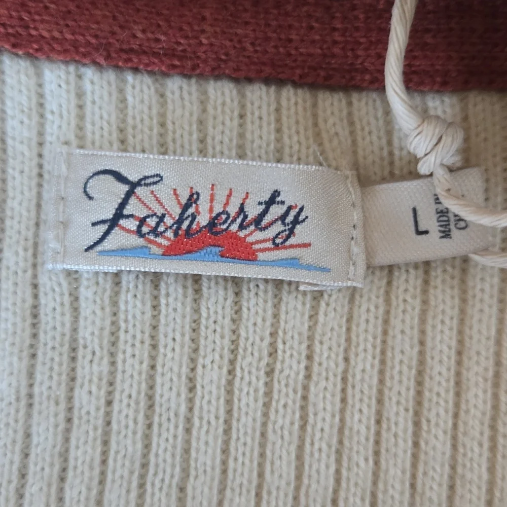 NEW Faherty Mikki Polo Long Sleeve Ribbed Pullover Retro Fall Stripe - L - Picture 9 of 11